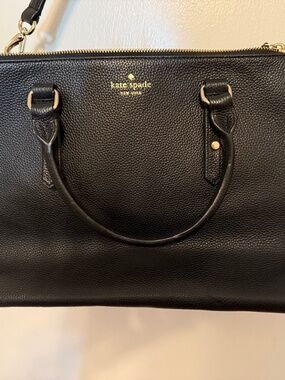 Kate Spade Black Leather Small Briefcase Shoulder Bag Work Bag